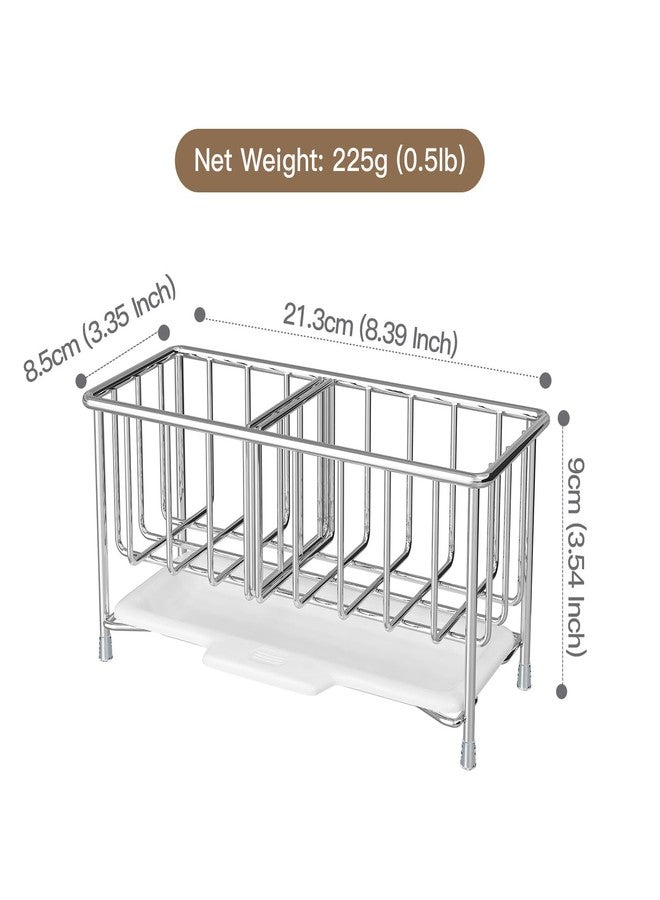 MAX COOK MAXCOOK Kitchen Sink Sponge Holder, 304 Stainless Steel Soap Dispenser Caddy Organize, Kitchen Sink Brush Caddy Holder with Removable Drain Tray - Image 2